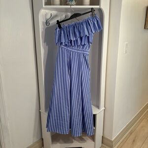 Blue and white one shoulder maxi dress. Size small